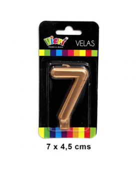 VELA NUMERO 7 METAL ORO 7CM /288