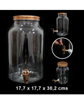 B. VIDRIO CON TAPA Y GRIFO DORADO (17,7X17,7X30,2C