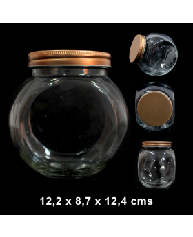 FRASCO VIDRIO TAPA DORADA 650ML /36