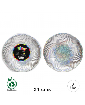PLATO REDONDO 31CM HOLOGRAFICO/72