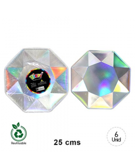 PLATO 3D 25CM IRIDISCENTE/72