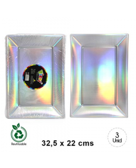 BANDEJA RECTANGULAR 33*23CM IRIDISCENTE/72