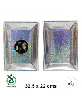 BANDEJA RECTANGULAR 33*23CM HOLOGRAFICO/72