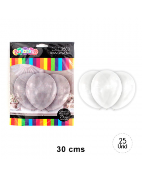 GLOBOS TRANSPARENTE CLARO R12 25UN/100