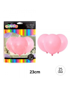 GLOBOS LISOS PASTEL ROSADO R9 ST25UN /100