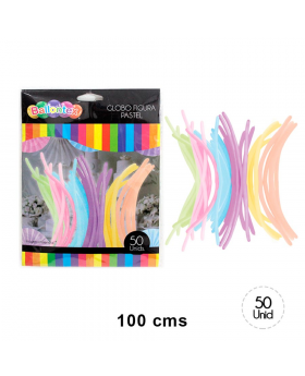 GLOBOS LISOS FIGURA MIX COLOR PASTEL 1,7m 50UN X 1