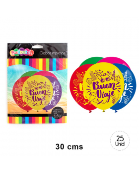 GLOBOS ESTAM. FELIZ VIAJE R12 25UN/100