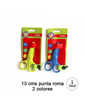 TIJERA ESCOLAR 13 CM PLASTICA DISEÑO COLORES/480