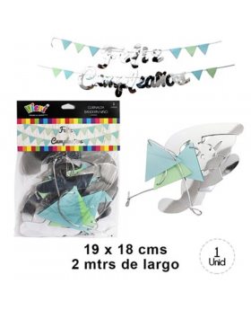 BANNER TRIANGULO FELIZ CUMPLEAÑOS SILVER 10UN/200