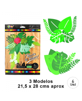 SURTIDO HOJAS DIY VERDE 21.5X28CM 06UN/360