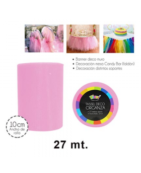 TASSEL ORGANZA 10CM ROSADO /144
