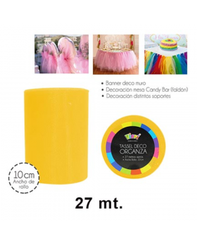 TASSEL ORGANZA 10CM AMARILLO /144