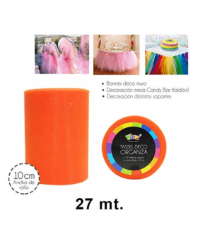 TASSEL ORGANZA 10CM NARANJO /144