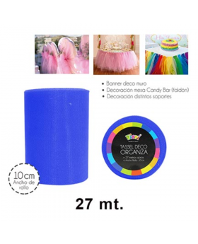 TASSEL ORGANZA 10CM AZUL /144