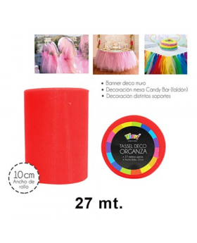 TASSEL ORGANZA 10CM ROJO /144