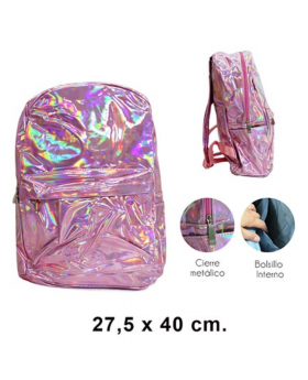 MOCHILA IRIDESCENTE ROSADA/50