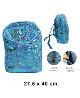 MOCHILA IRIDESCENTE CELESTE/50