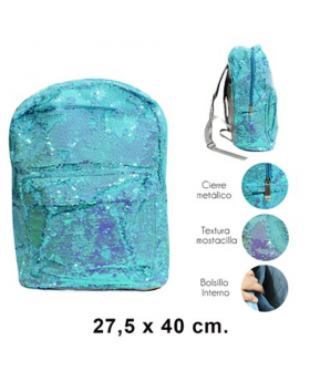 MOCHILA LENTEJUELA CELESTE/50