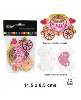 TARJETA DE INVITACION PRINCESA GOLDEN SET10U /288