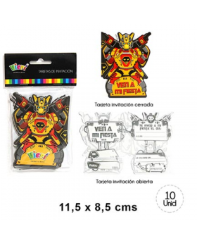 TARJETA DE INVITACION ROBOT 11.5x8.5CM SET10U /288