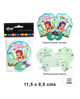 TARJETA DE INVITACION SIRENA SET10U /288