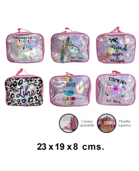 BOLSA COLACION IRIDESCENTE ROSADO DISEÑO MIX /60