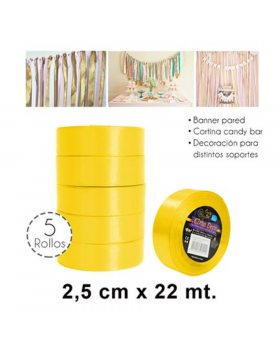 CINTA DECO TASSEL 2.5CMX25YDS AMARILLO NEON/300