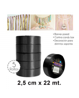 CINTA DECO TASSEL 2.5CMX25YDS NEGRO300