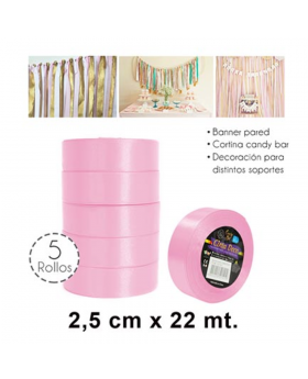 CINTA DECO TASSEL 2.5CMX25YDS ROSADO/300