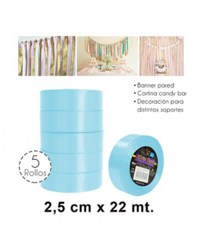 CINTA DECO TASSEL 2.5CMX25YDS CELESTE/300