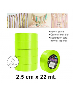 CINTA DECO TASSEL 2.5CMX25YDS NEON VERDE/300