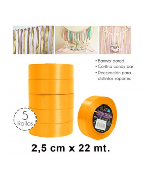 CINTA DECO TASSEL 2.5CMX25YDS NEON NARANJO/300