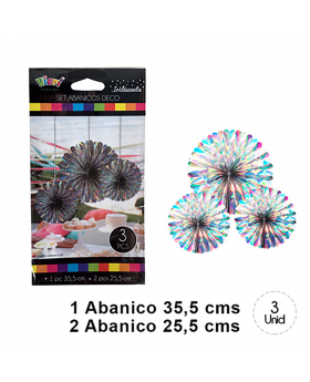 SET 10UN DE ABANICOS DECO IRIDESCENTE/200
