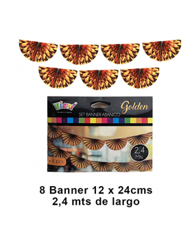 SET BANNER ABANICO GOLDEN X 10/200