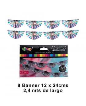 SET BANNER ABANICO IRIDESCENTE X 10/200