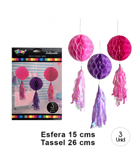 SET DECO ROUND GIRL CON TASSEL IRIDESCENTE 10/200