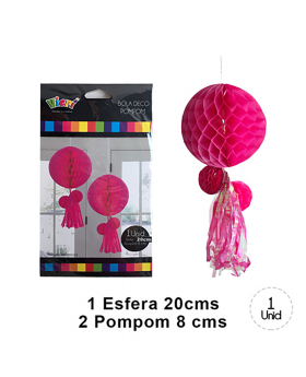 BOLA DECO TASSEL POMPON FUXIA 10/200