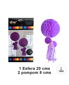 ST 10UN BOLA DECO TASSEL POMPON LILA 10/200