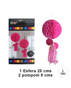 ST 10UN BOLA DECO TASSEL POMPON ROSADO/200