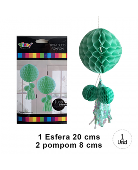 BOLA DECO TASSEL POMPON CELESTE 10/200