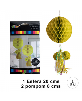 ST 10UN BOLA DECO TASSEL POMPON AMARILLO/200
