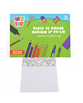 BLOCK DE DIBUJO MEDIO 99 1_8 ARTETOP /50