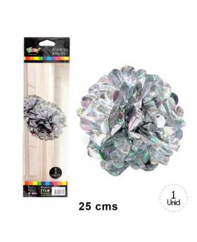 POMPOM 25CM SILVER IRIDISCENTE /300