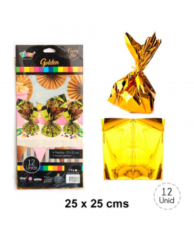 ST 12UN ENVOLTORIO CANDY BAR GOLDEN 25X25CM /20