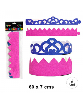 SET CORONA GLITTER PRINCESA TURQUESA FUXIA 6UN/264