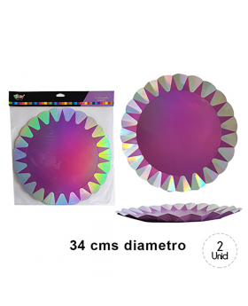 BANDEJA REDONDA LILA IRIDISCENTE SET2U /100