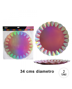 BANDEJA REDONDA ROSADO IRIDISCENTE SET2U /100
