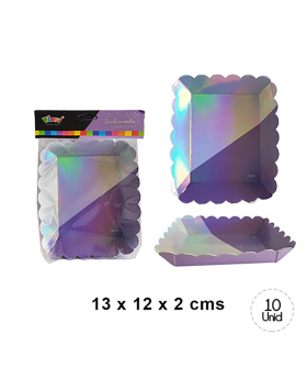 SET 10 BANDEJA CHICA LILA IRIDESCENTE 10/160