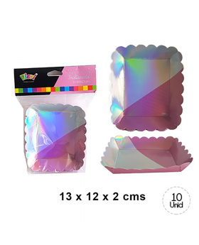 SET 10 BANDEJA CHICA ROJA IRIDESCENTE 10/160