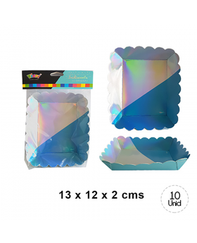 SET 10 BANDEJA CHICA CELESTE IRIDESCENTE 10/160